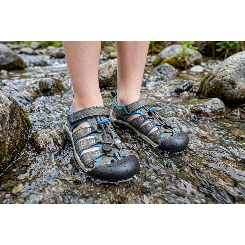 KEEN Youth 2 Water Sandals Gray Blue Newport H2 Closed Toe Hiking Sport Shoes